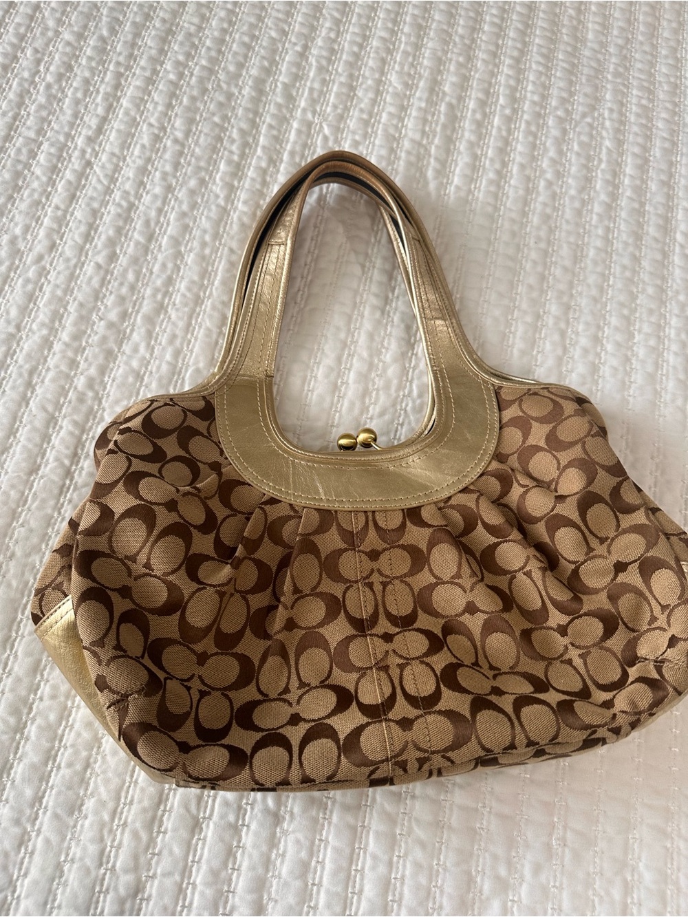 Coach Brown Ergo Signature Canvas Tote with Gold Trim